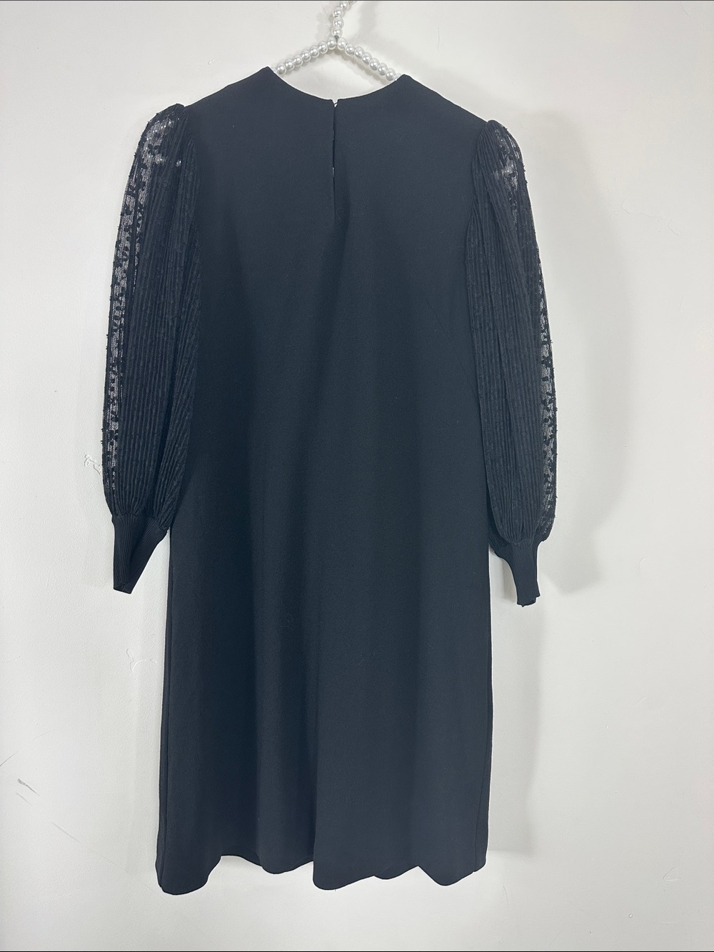 Givenchy Black Lace Trim Balloon Sleeve Wool Shift Dress 36/ US 4 - Picture 3 of 11